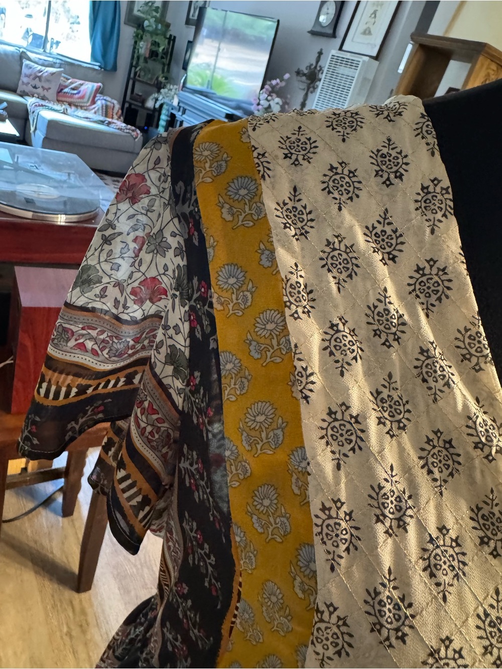 Anthropologie Boho Maxi Dress in Black, Cream & Mustard - Picture 5 of 8